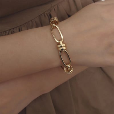 Fler® | Stoer | Luxe | Goudkleurige Damesarmband | Lange Schakel | Gewikkeld | Festival | Ibiza | 16 + 5 cm