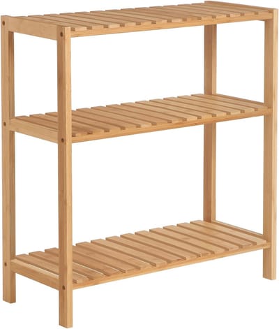 3-planken bamboe badkamerrek | Opbergrek voor keuken, woonkamer en balkon | 60 x 26 x 66 cm