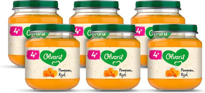 Olvarit Babymaaltijd 4+ Maanden – Pompoen Rijst – 6 x 125g