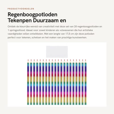 Dailygoods- Regenboogpotloden 20 Stuks - Tekenpen - Schetspotlood - Potloodcadeau - Duurzaam - Houten Materiaal - Lengte 17,5 Cm - Kleurpotloden