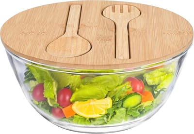 Grote glazen slakom 27 cm 4,7 liter met deksel