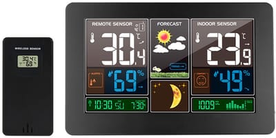 Home weerstation draadloos binnen/buiten – Draagbare digitale atoom weerklok, Bluetooth kleur weerstation