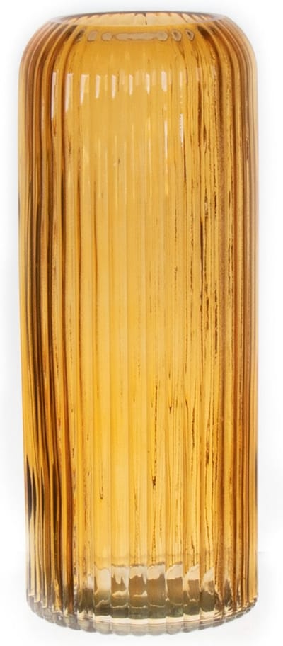 Bellatio Design Bloemenvaas - okergeel - tansparant glas - 10 x 25 cm - vaas