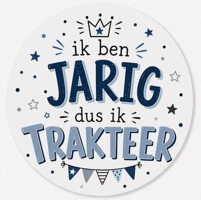 20x Sluitsticker Ik ben jarig dus ik trakteer - blauw groen - 40 mm -Verjaardags sticker -Sluitzegel - Sticker Verjaardag jongens meisjes - Uitdelen - Knijp fruit - Cadeau's Kado's - Glossy - Sluitzegel -Wensetiket-Uitdelen-Jarig - Trakteren-Afscheid