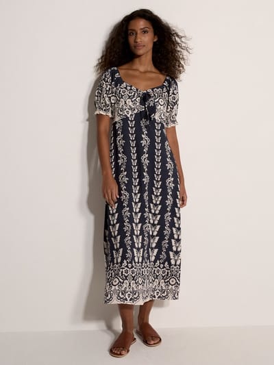 Midi-jurk met vlinderrandprint