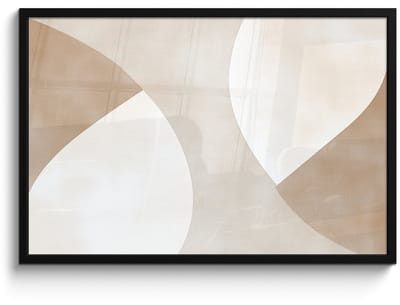 Poster in lijst - Fotolijst 90x60 cm - Posters - Bruin - Japandi - Abstract - Posterlijst zwart - Decoratie - Wanddecoratie woonkamer - Muurdecoratie slaapkamer