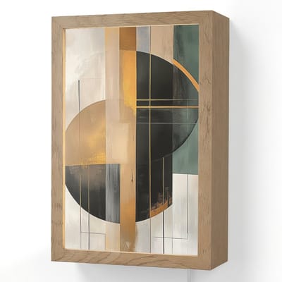 Wandlamp 20x30 cm - Oplaadbaar - Abstract - Goud - Brons - Groen - Vormen - Modern - Wandlampen binnen woonkamer - Slaapkamer lamp met kabel - Decoratieve nachtlamp - Vloerlamp snoer