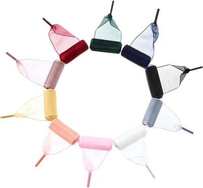 10 Paar Satijnen Veters, Zachte Organza Platte Band, Veters voor Dames en Meisjes, Sneakers, Multikleur, 120 x 4 cm, Comfortabele en Stijlvolle Schoenveters
