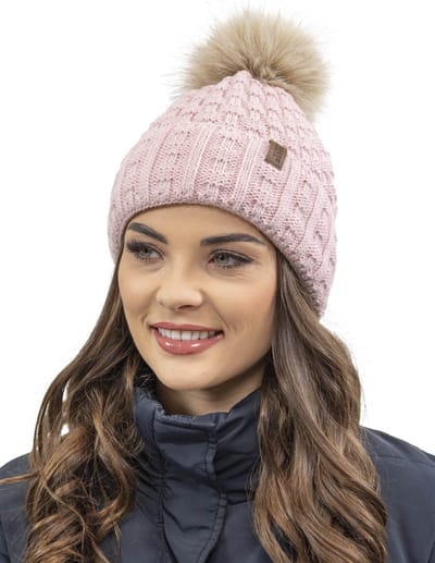 Vivisence Dames Wintermuts - Zachte Brei Met Pompon En Warme Fleecevoering Aan De Binnenkant - Beschermt Tegen Kou En Wind Voor Dagelijkse Stijl En Comfort In De Winter Met Een Zachte Pasvorm - Roze