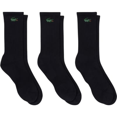 Lacoste sportsokken (3-pack) - unisex sokken met badstof binnenzool - zwart