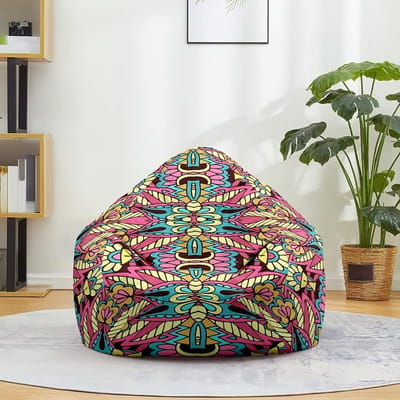 Zitzakhoes - Luie bank - Ontspannen zitten - Met opbergfunctie - 100x120cm - Blauw roze