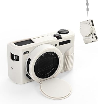 Beschermende Siliconesoftcase voor Digitale Camera's met Afneembare Lenscover - Beige, Geschikt voor PowerShot G7 X Mark II, Ideaal voor Fotografie en Reizen