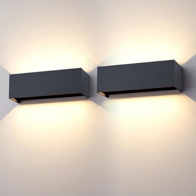 Set van 2 Up and Down Buitenwandlampen 30W Antraciet - IP65 Waterdicht - Instelbare Lichtbundel 3000K Warmwit