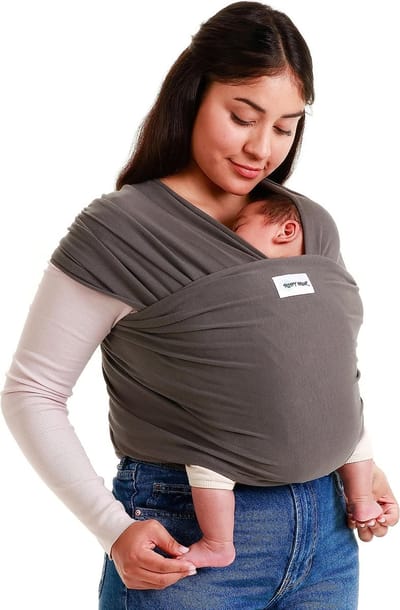 Sleepy Wrap - Zwart - Comfortabele babydraagtas van katoen voor pasgeborenen tot 35 lbs