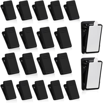 Dailygoods- Veerclips 20 Stuks - Zelfklevend - Mini-Wandclips - Kleefklemmen - Outdoor - Zwart Kunststof/Metaal - 2,6 x 1,3 x 1,2 cm - Decoratieclips