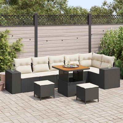 vidaXL - Tuinbank - Set - 9 - st - 6-Aantal - zitplaatsen - Zwart - en - Crème