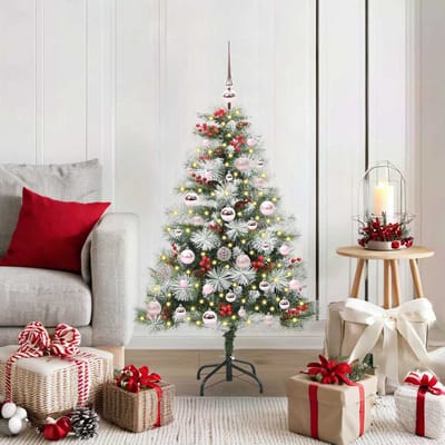 vidaXL - Kunstkerstboom - Groen - en - wit - 120 - cm - PVC - en - Metaal - en - Plastic
