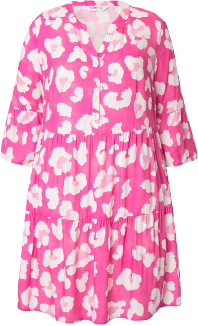 Angel of Style - Dames - Jurk all-over print tuniekhals - Hibiscusrood - Maat 48