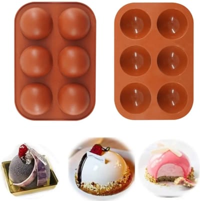 Siliconen Vorm om Bolletje mee te maken - 2,5 x 19,5cm - 5 cm diameter - Siliconen Bakvorm – 6 Halve Bollen – Brownies Vorm - Cupcakevorm - Cakevorm - Bak en Pan Decoraties