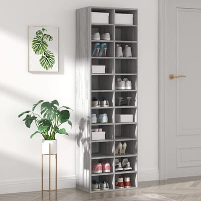 vidaXL - Schoenenkast - 54x34x183 - cm - bewerkt - hout - grijs - sonoma - eikenkleur
