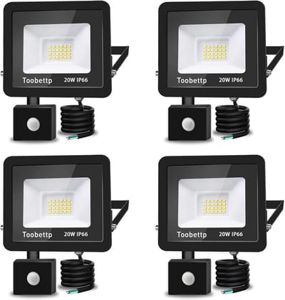20W LED Buitenlamp met Bewegingsmelder - Warm Wit (3500K) 2000 Lumen - IP66 Waterdicht Zoeklicht voor Tuin en Oprit