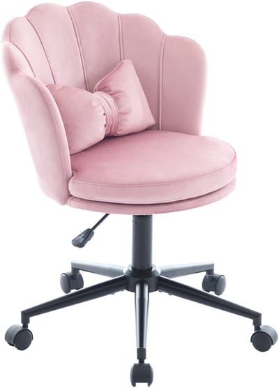 Moderne fluwelen bureaustoel - Bloembladvormige draaistoel - In hoogte verstelbare make-up stoel - 55x62x73-83cm - 360 graden draaibaar - Slaapkamer