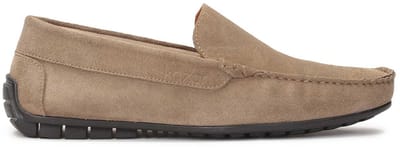 Suede moccasins in taupe colour