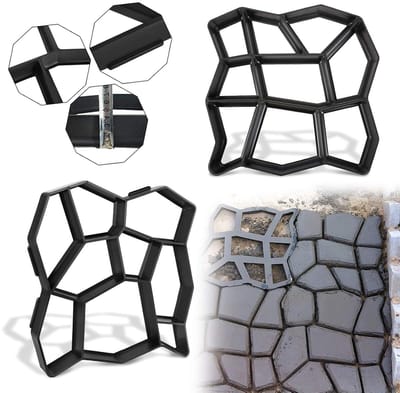 Betonmal Set - Tuinpad Mallen - Terras Aanleggen - 9 Kamer Systeem - 43x43x4cm - Zwart