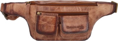 GreenLand Nature Leren Gordeltas Schoudertas MASCU & LINE Belt Bag Brown Bruine