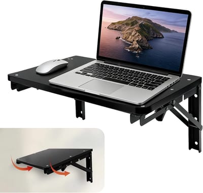 Opvouwbare Houten Wandplank voor Kleine Ruimtes, Zwart Drijvende Plank, Ideaal voor Kantoor, Woonkamer, Slaapkamer, Keuken en Wasruimte, 42 x 30 cm, Ruimtebesparend en Functioneel