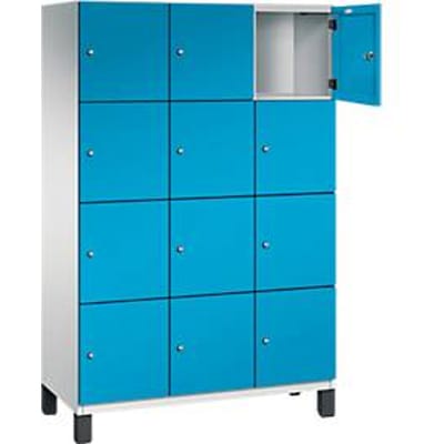 C+P Cambio lockerkast, 3 vakken, 12 vakken, op poten, B 1200 x D 525 x H 1980 mm, lichtgrijs/lichtblauw