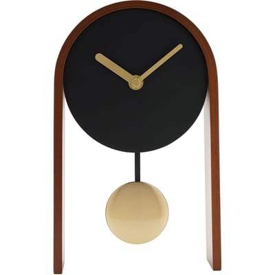 Interval Slinger Houten Tafelklok - Zwart & Goud One Size zwart