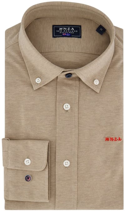 NZA overhemd Riley knitted beige 100% katoen