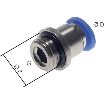 3mm x M 3 Messing/PA 66 Insteekfitting Buitendraad Binnenzeskant NBR [2 Stuks]