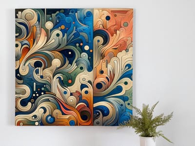 Abstract dikke dames schilderij | Volumineuze vrouwelijke vormen in abstracte artistieke interpretatie vereeuwigd | Kunst - 100x100 centimeter op Canvas | Foto op Canvas