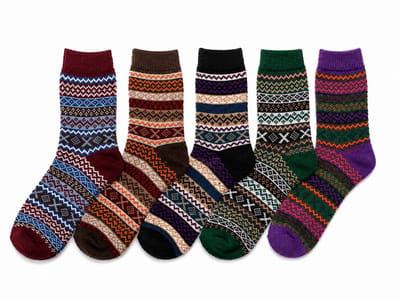 Warme sokken dames - gebreide wintersokken - hygge sokken - strepen - 5 paar - maat 38-42