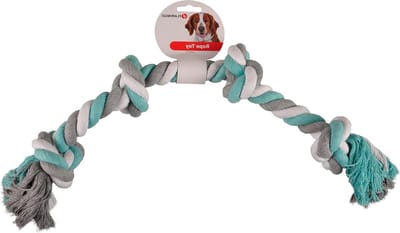 Katoenen Speeltouw - Touw met Knopen - Spelen met Hond - Duurzaam Katoen - 60 cm - Blauw