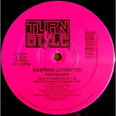 12 inch Plaat SABRINA JOHNSTON - Friendship 010040 Turnstyle Recor 1992 VS Dance & Electronica Gebruikt red