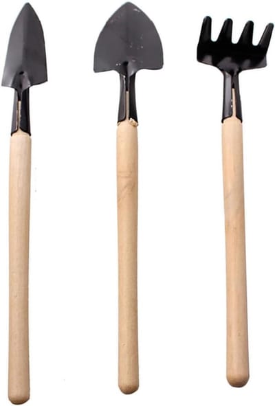 Mini Tuingereedschap - Kleine Hark - Kinder Tuinieren - Duurzaam Houten Handvat - 21 cm Lengte - Zwart
