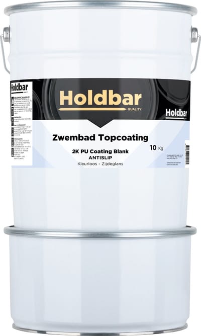 Holdbar Zwembad Topcoating Antislip Zijdeglans 10 Kg - Glashelder - Zwembadverf - Waterdicht - Gemakkelijk reinigen - UV-bestendig - Chloor en Chemicaliën Bestendig - Mat, Zijdeglans en Hoogglans - 2 Componenten