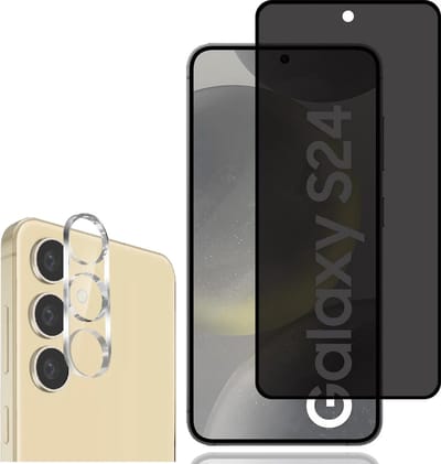 Privacy Screenprotector 2x en Camera lens protector 2x - Glasplaatje - Tempered glass Screen protector Geschikt voor: Samsung Galaxy S24 - Beschermglas