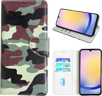 Hoesje geschikt voor Samsung Galaxy A25 Bookcase met camouflage print