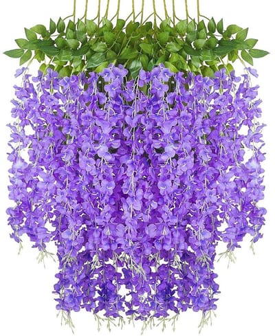 Dailygoods- Kunstmatige Bloemen - 12 Stuks - Blauweregen Slinger - Decoratie voor Bruiloft/Tuin/Huis - Hoogwaardige Zijdestof - 110 cm Lang - Nep Bloemen