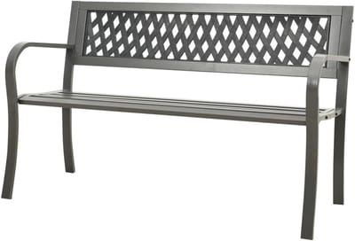 Tuinbank - Zitbank buiten - Buiten ontspannen - Gepoedercoat staal - 125 cm breed - Grijs