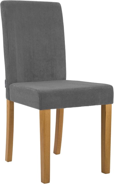 CLP Ina Eetkamerstoel - klassiek - met rugleuning - hout - corduroy - ribstof - antiek licht/grijs
