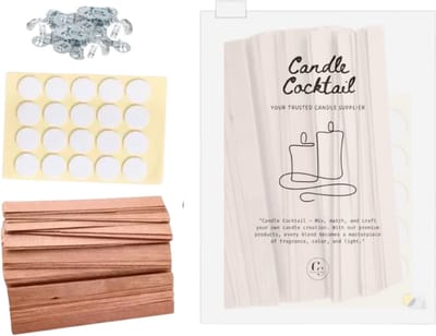 Candle Cocktail Houten Lonten Starterset – 40 Lonten 15 cm + 20 Stickers & 20 Voetjes – Kaarsen Maken Accessoires – DIY Kaarsen Set