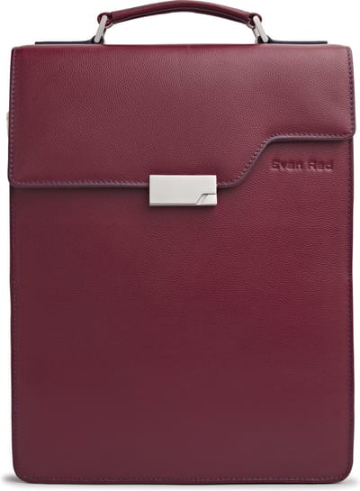 Evan Red London Backpack - Rood - Leer - Laptoptas - rugzak