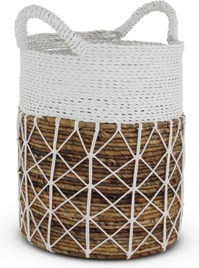 Safaary - Rieten Mand van Zeegras Wit Vlecht Bali-Ø 32 x 40cm