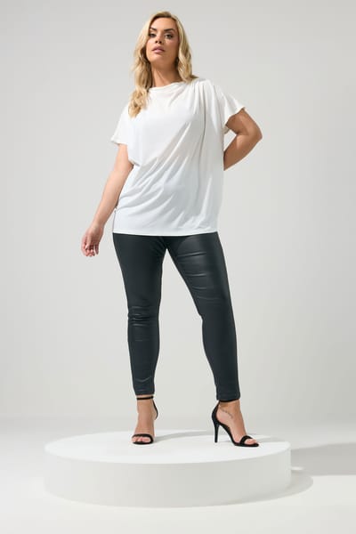 Yours London Witte Top Met Plooien Op De Schouders Size 38