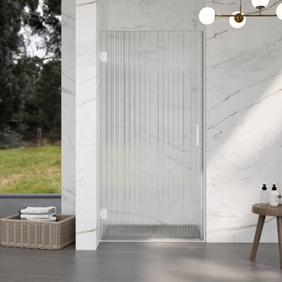 FugaFlow Eccelente Vetro Douchedeur - 100x200cm - 8mm - veiligheidsglas - ribbel - scharnieren - deurgreep - mat wit - helder